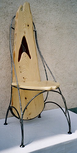 Chaise poisson (bois & vitrail)