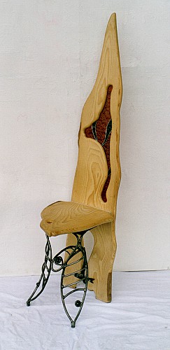 Chaise poisson (bois & vitrail)